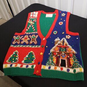 Marisa Christina 1995 Christmas Collection Sweater Vest Size Large Embellished